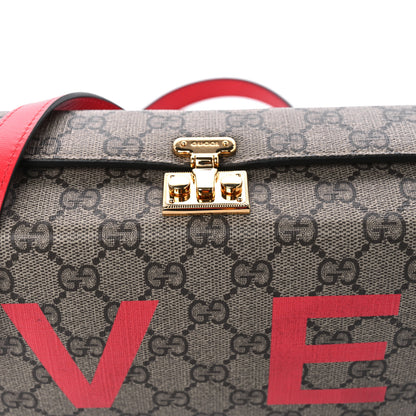 Gucci GG Supreme Monogram Moon Calfskin Love Valentines Day Padlock Case Beige Ebony New Geranium 11 of 13
