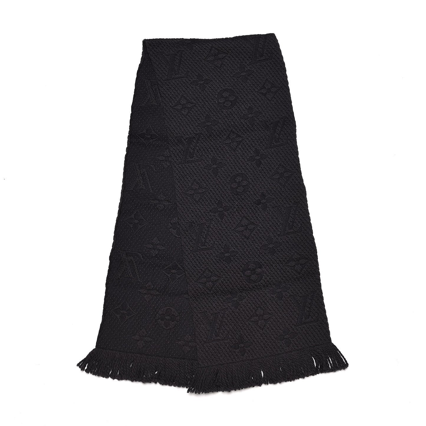 Wool Silk Logomania Scarf Black