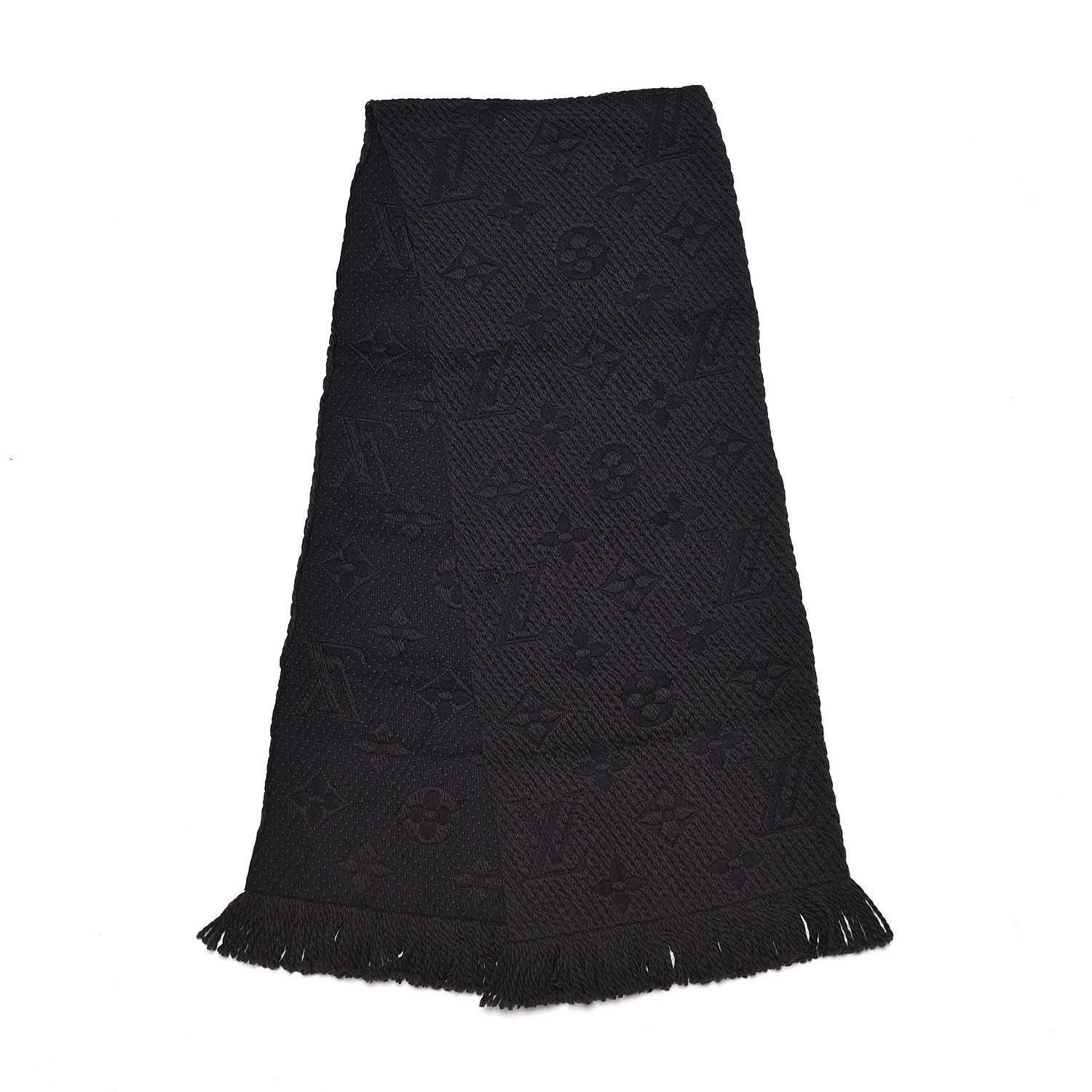 Louis Vuitton Wool Silk Logomania Scarf Black 3 of 4