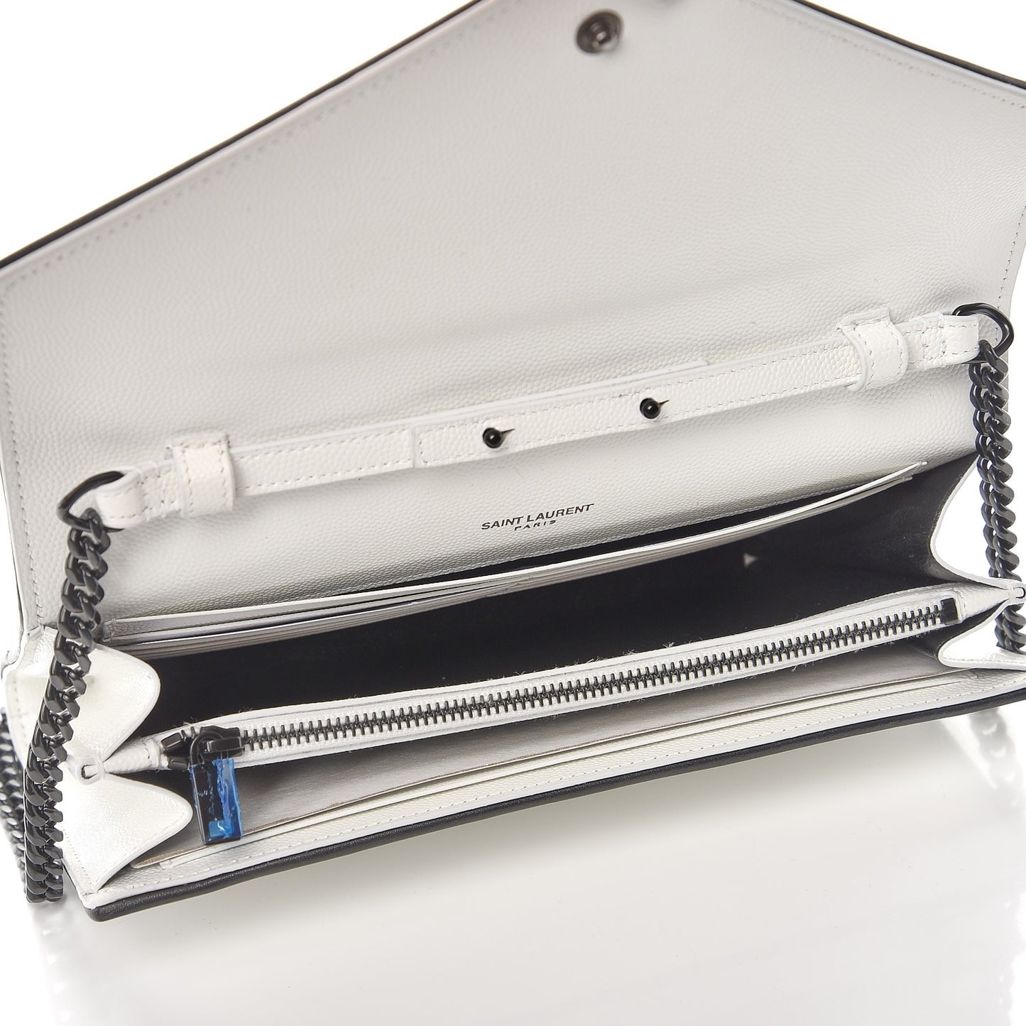 Grain De Poudre Matelasse Monogram Chain Wallet White Black