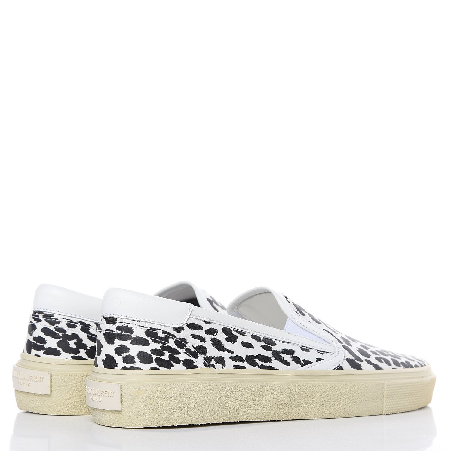Saint Laurent Soft Calfskin Babycat Leopard Skate Slip On Sneakers 38.5 Black White 4 of 8