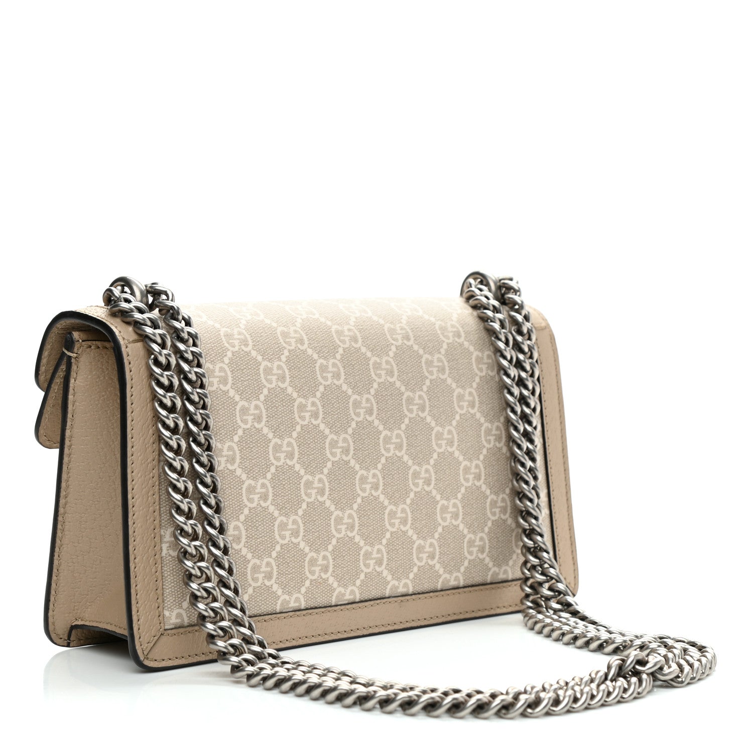 Gucci GG Supreme Monogram Textured Dollar Calfskin Small Rectangular Dionysus Shoulder Bag Beige Mystic White Oatmeal 3 of 10