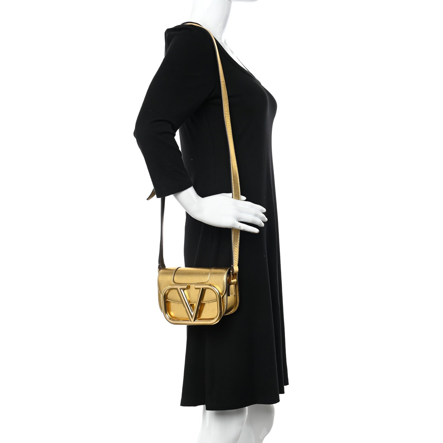 Valentino Garavani Metallic Nappa Small Supervee Crossbody Bag Gold 2 of 16