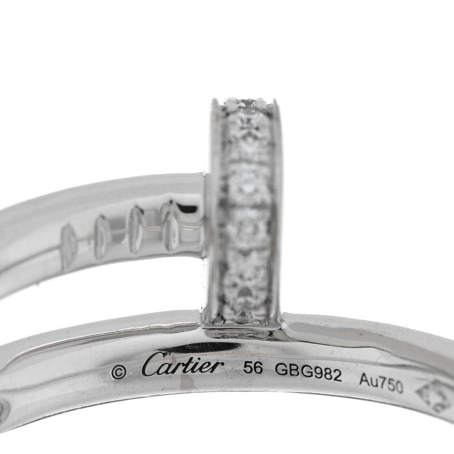 18K White Gold Diamond Juste Un Clou Ring 56 7.5
