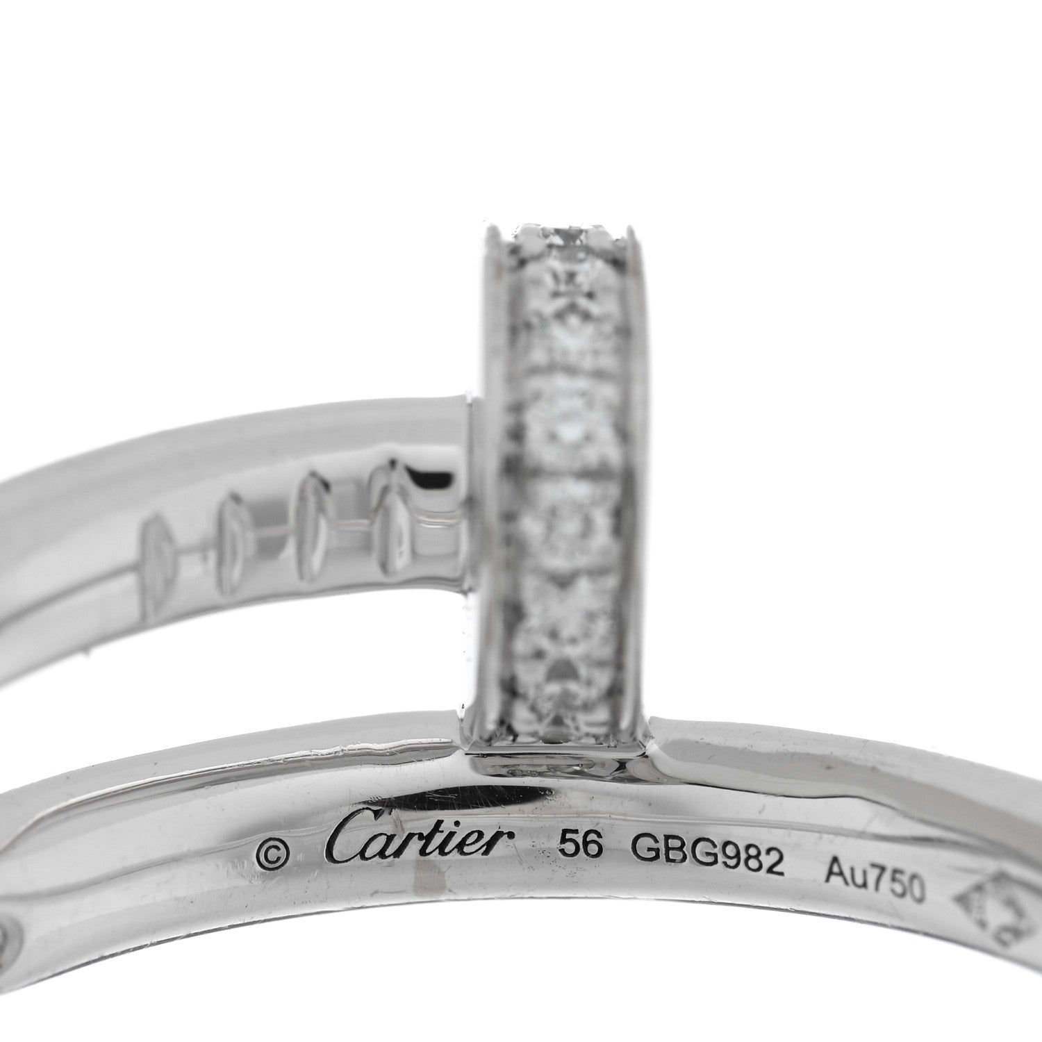 Cartier 18K White Gold Diamond Juste Un Clou Ring 56 7.5 4 of 5