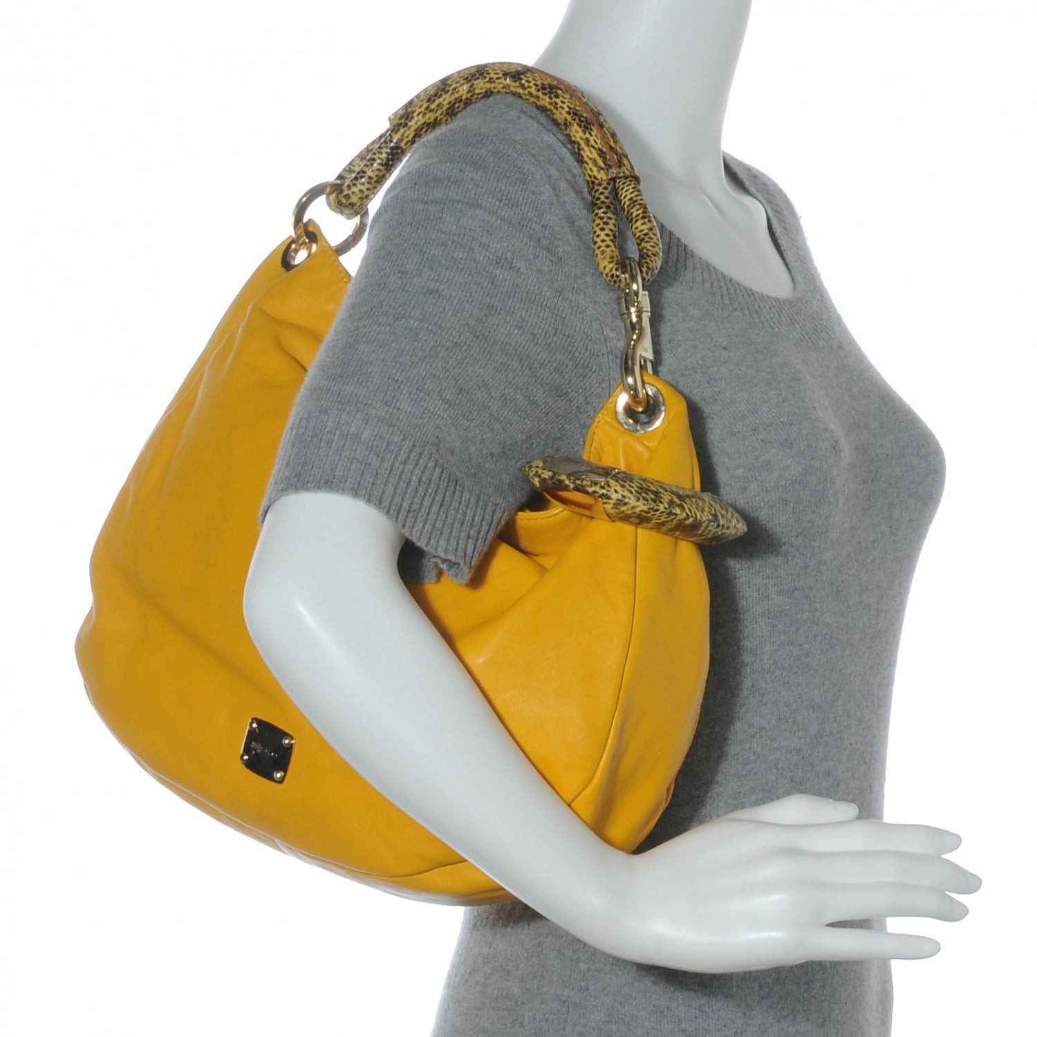 Jimmy Choo Leather Snake Trim Sky Hobo Yellow 2 of 8