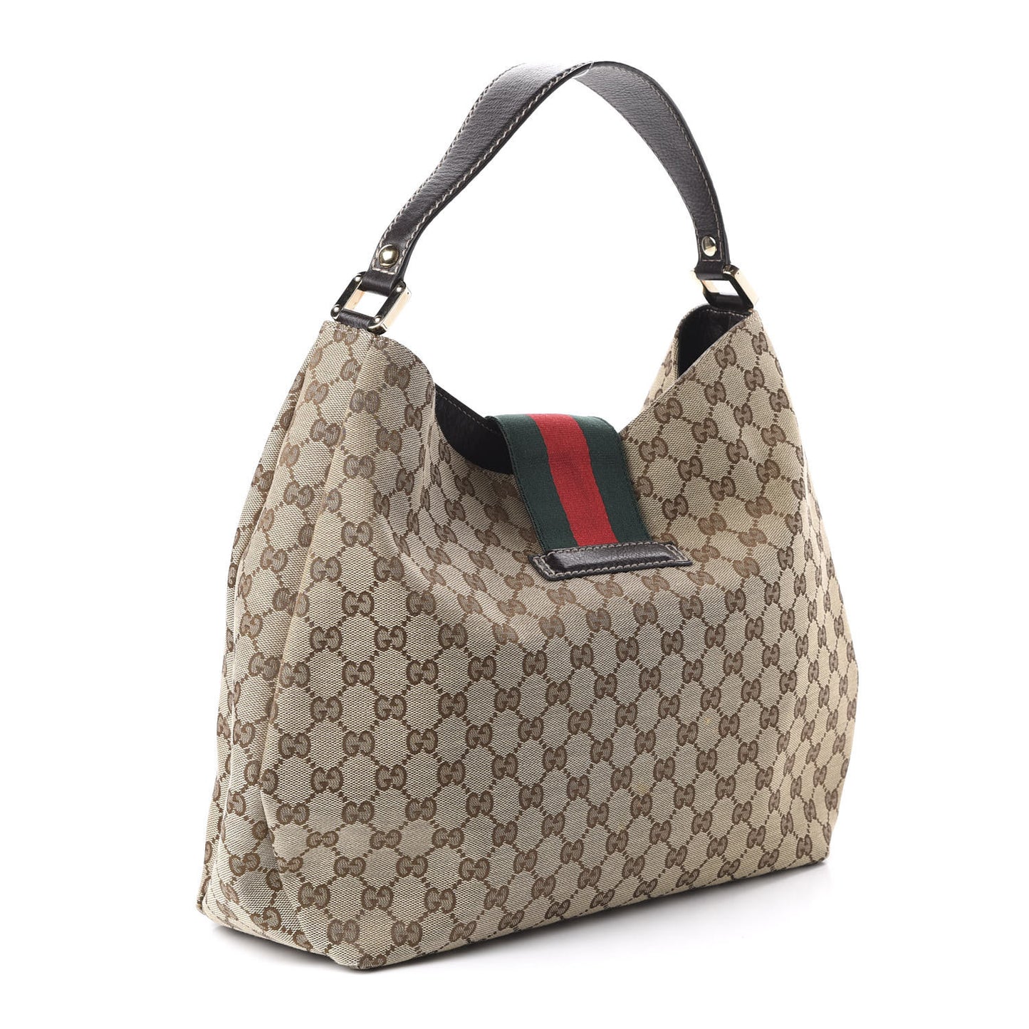 Monogram Large New Ladies Web Hobo Dark Brown