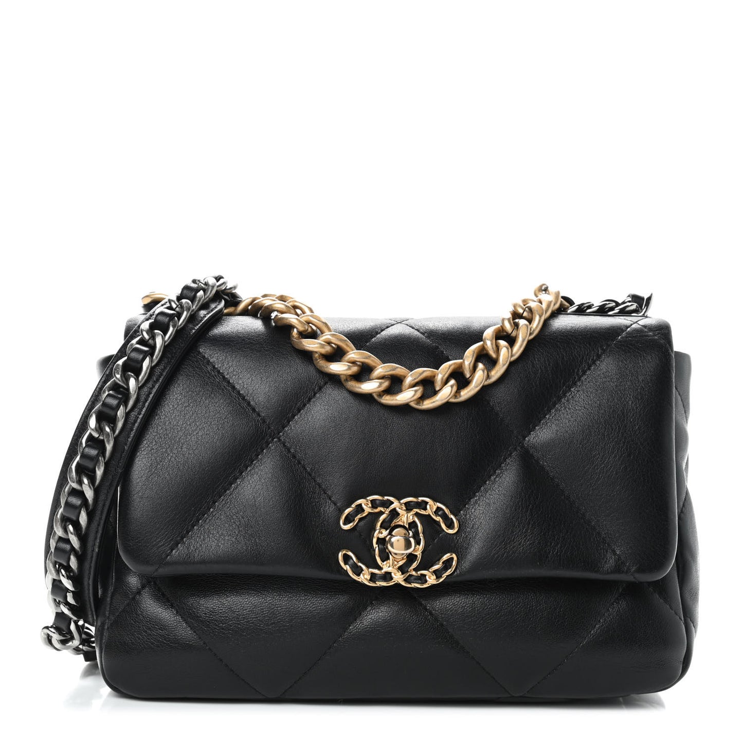 Lambskin Quilted Medium Chanel 19 Flap Black