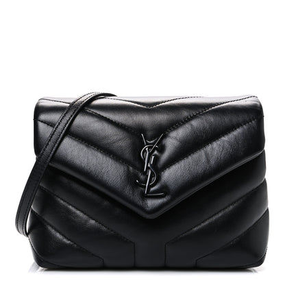 Saint Laurent Calfskin Y Quilted Monogram Monochrome Toy Loulou Crossbody Bag Black 1 of 10