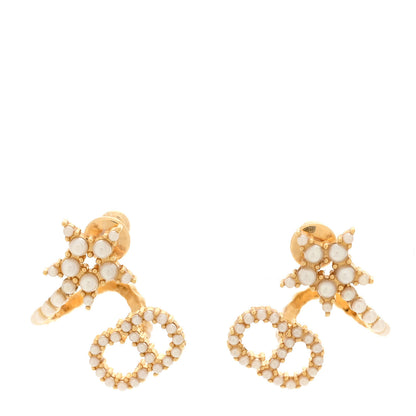 Christian Dior Pearl Clair D Lune Wrap Around Earrings Gold 1 of 4
