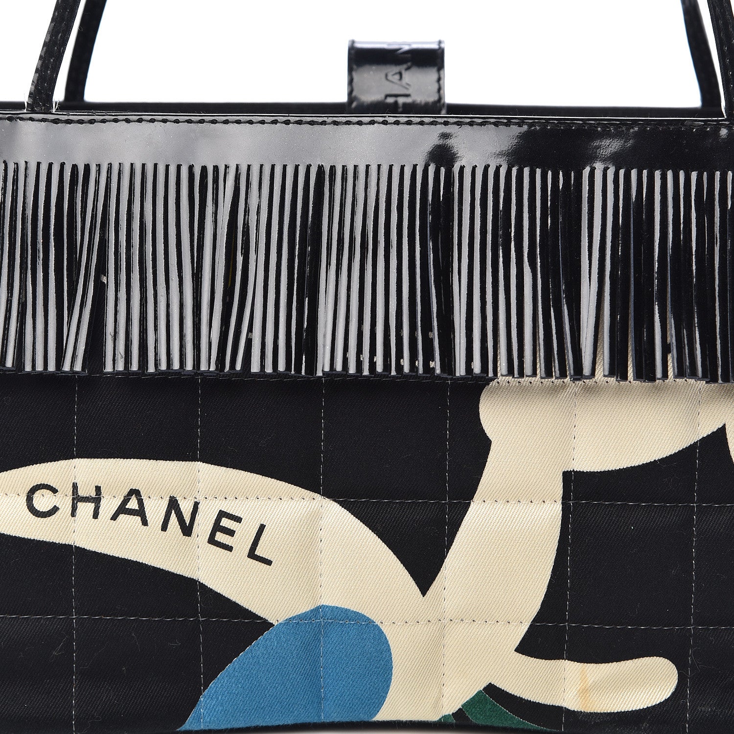 Chanel Canvas Patent Fringe Tote Black 11 of 11