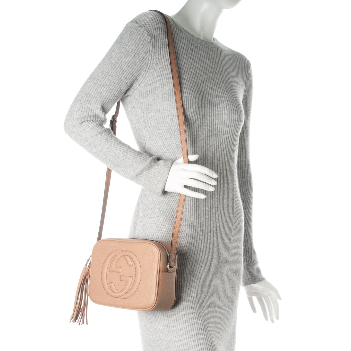 Pebbled Calfskin Small Soho Disco Bag Camelia
