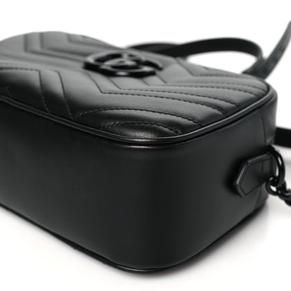 Gucci Calfskin Matelasse Monochrome Small GG Marmont Chain Shoulder Bag Black 10 of 11