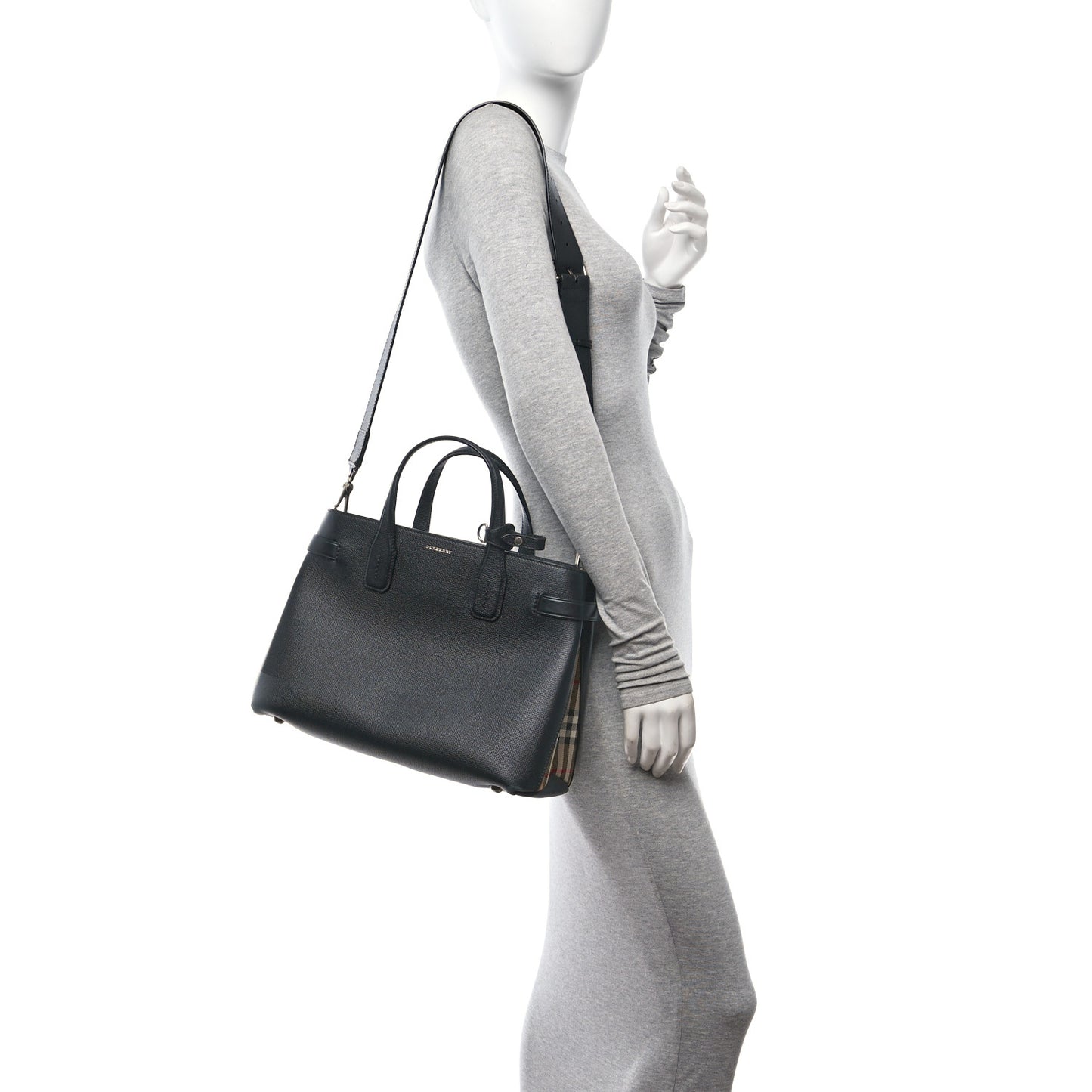 Derby Calfskin Vintage Check Medium Banner Tote Black