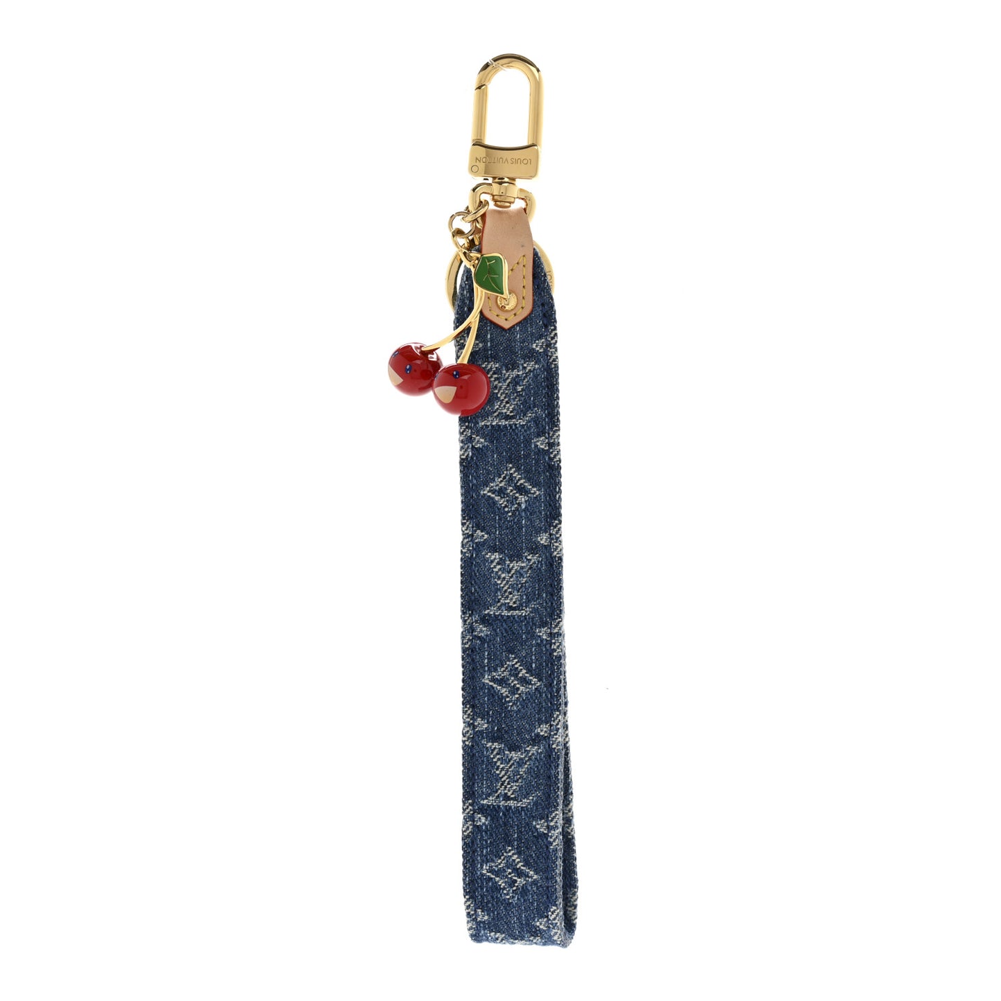 LV X TM Monogram Denim Cerises Dragonne Key Holder Blue