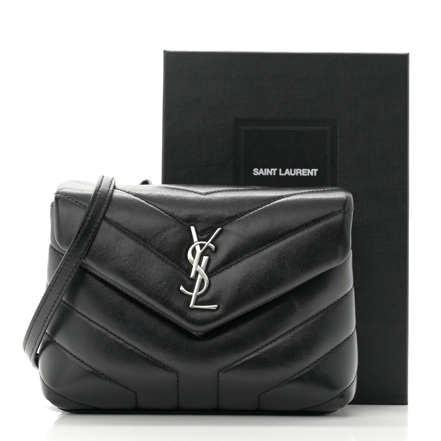 Saint Laurent Calfskin Y Quilted Monogram Toy Loulou Crossbody Bag Black 12 of 12