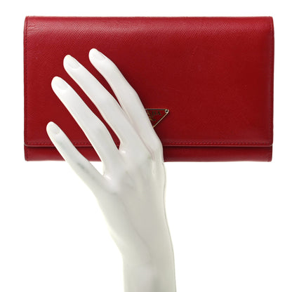 Prada Saffiano Continental Flap Wallet Fuoco 2 of 8
