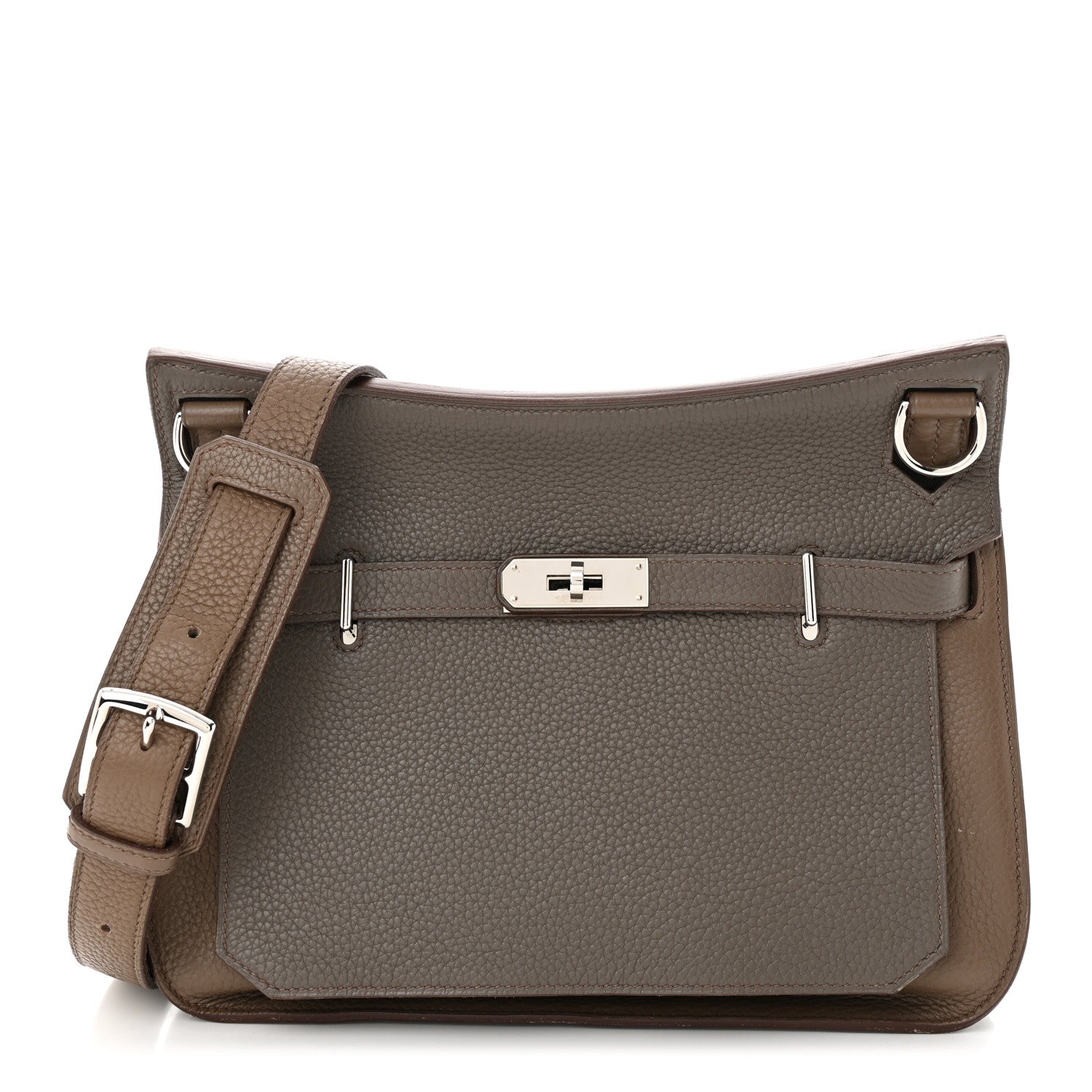 Hermes Taurillon Clemence Bi-Color Jypsiere 28 Etain Etoupe 1 of 12