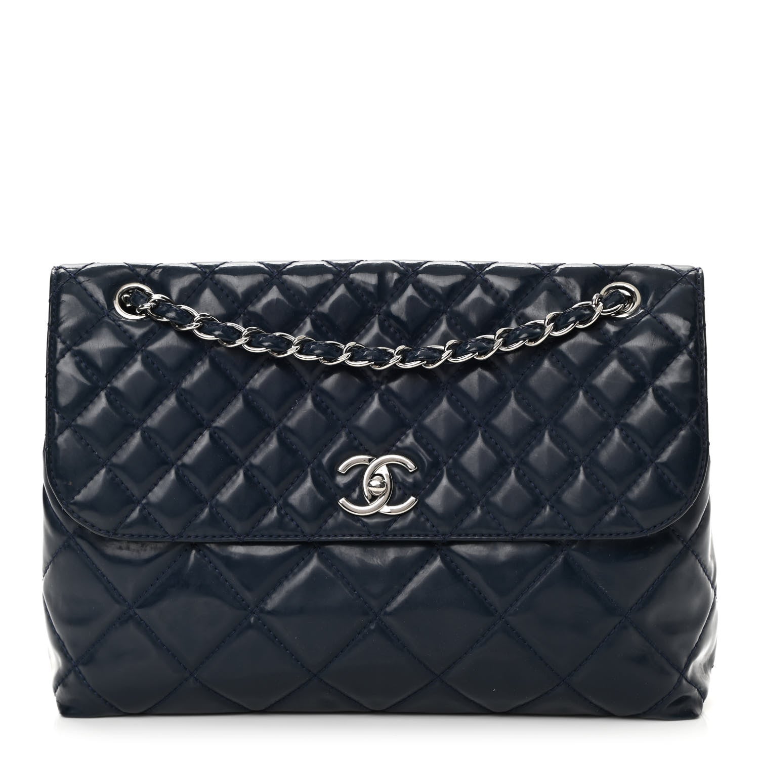 Chanel Vinyl Quilted In The Business Flap Bag Navy Blue 1 of 20