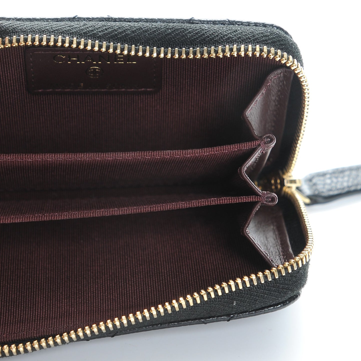 Caviar Quilted Zip Coin Purse Black