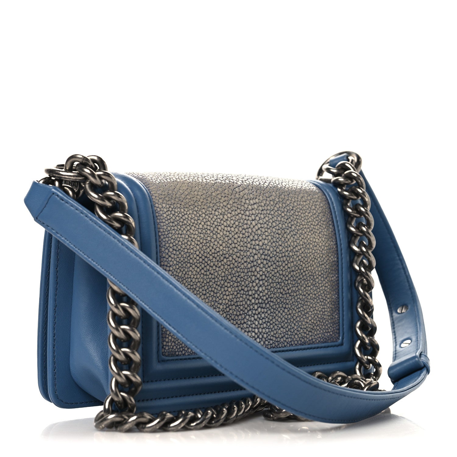 Chanel Galuchat Stingray Small Boy Flap Blue 3 of 13