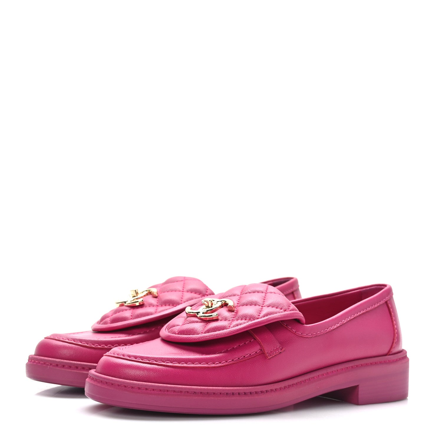 Chanel Lambskin Quilted CC Turnlock Loafers 36 Fuchsia 3 of 9
