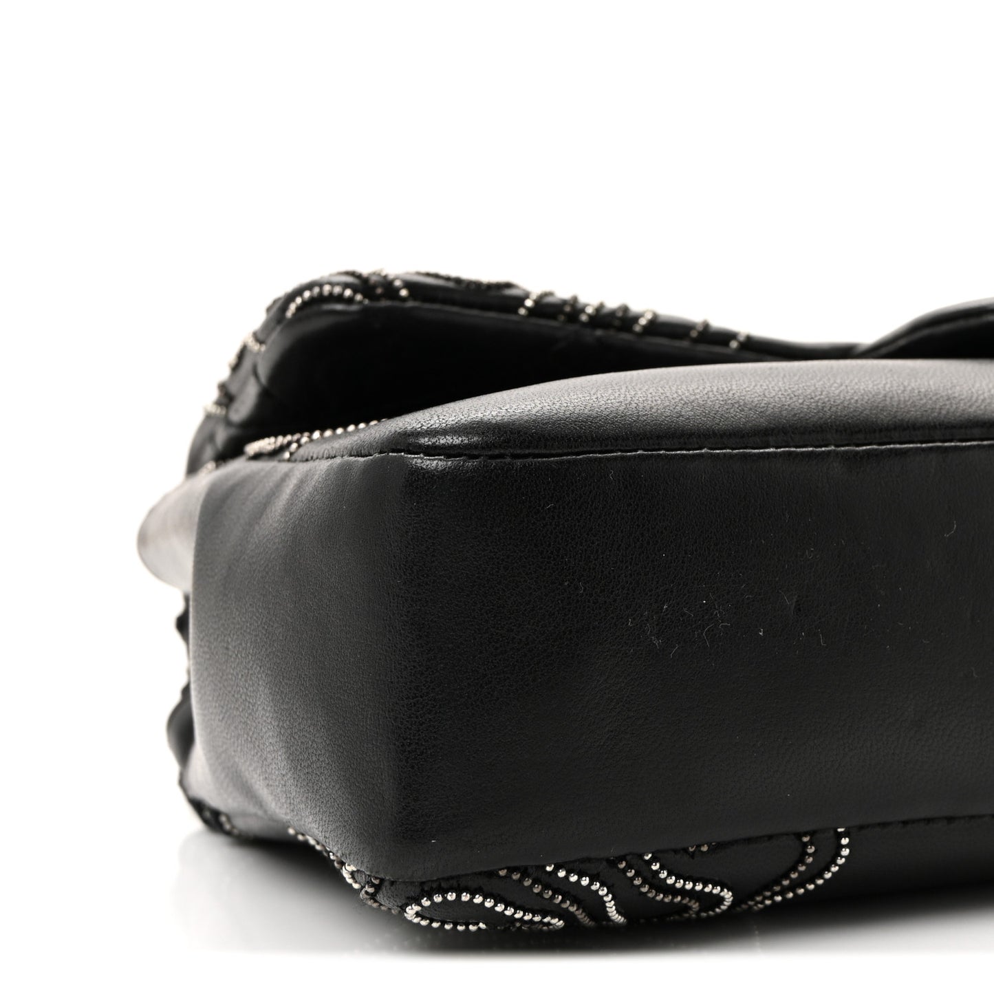 Lambskin Embroidered Camellia Follies Flap Black