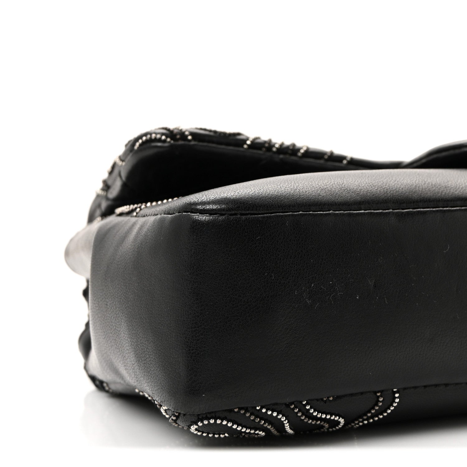 Chanel Lambskin Embroidered Camellia Follies Flap Black 9 of 10