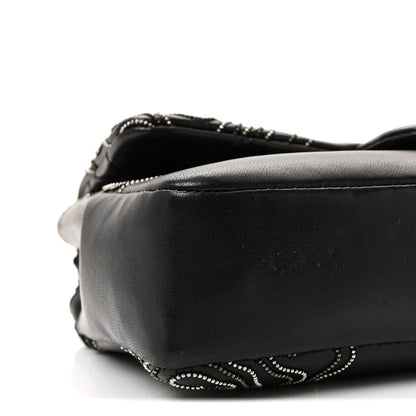 Chanel Lambskin Embroidered Camellia Follies Flap Black 9 of 10
