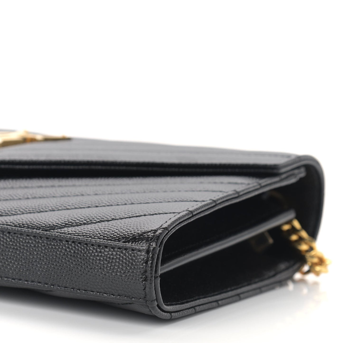 Grain De Poudre Matelasse Chevron Monogram Chain Wallet Black