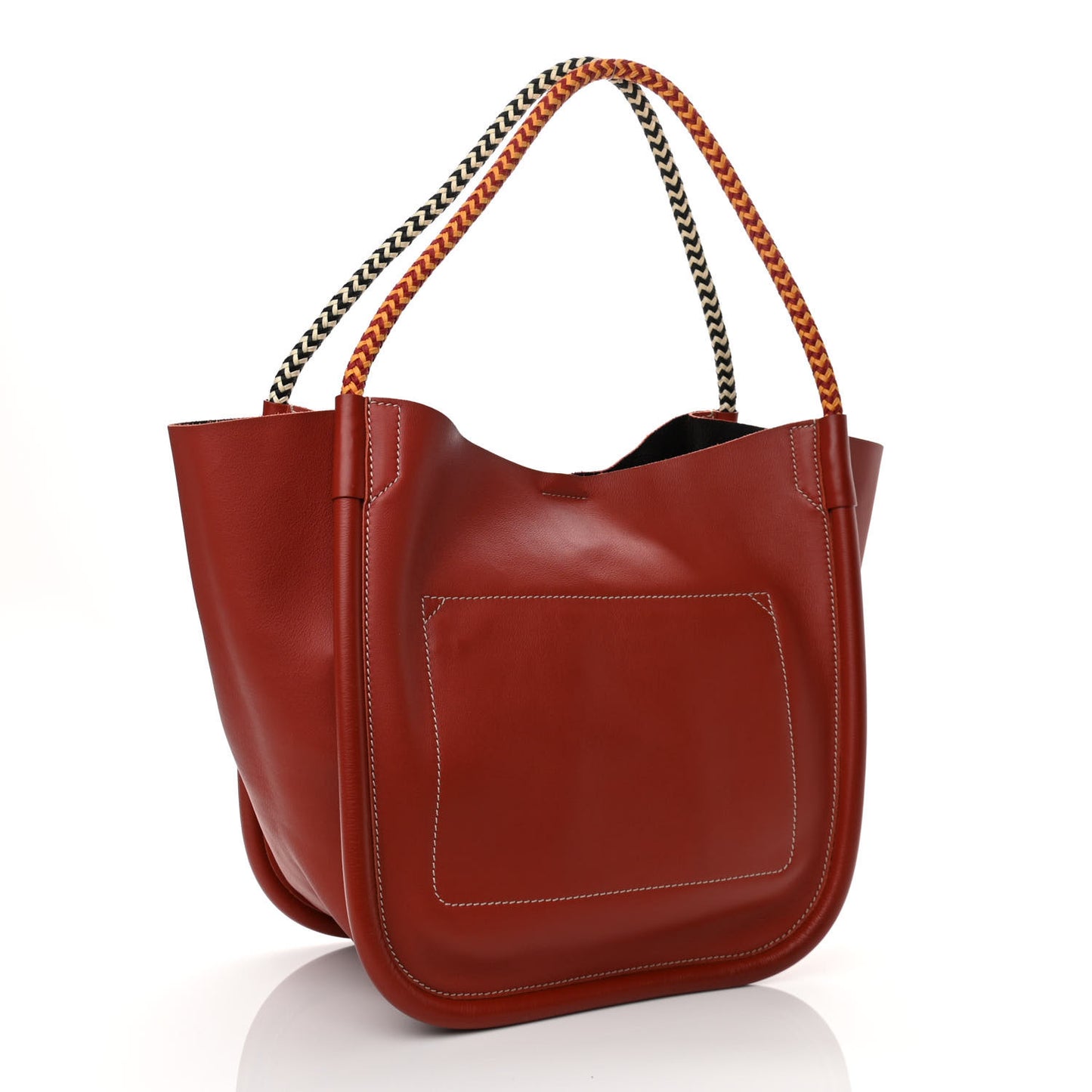Calfskin L Lux Rope Handle Tote Rust