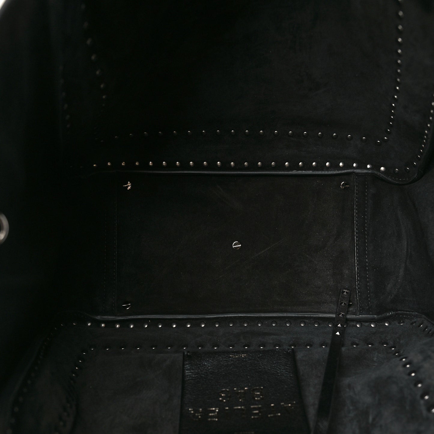 Calfskin Rockstud Hobo Tote Black