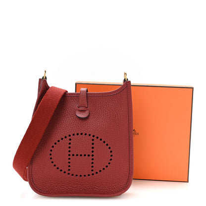 Hermes Taurillon Clemence Evelyne TPM Rouge H 11 of 11