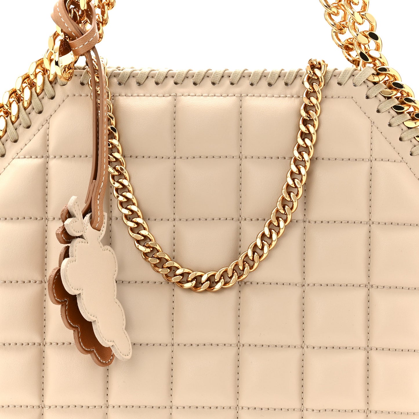 Vegan Leather Quilted Mini Falabella Tote Semolina