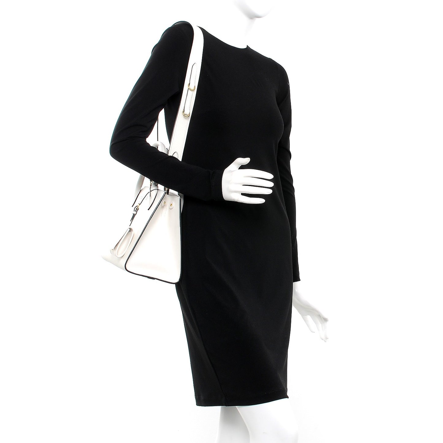 Saffiano Cuir Calfskin Small Monochrome Top Handle Tote White