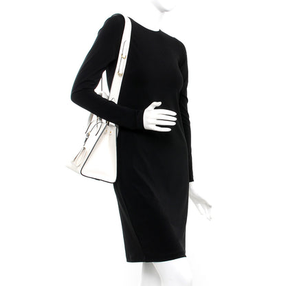 Prada Saffiano Cuir Calfskin Small Monochrome Top Handle Tote White 2 of 8