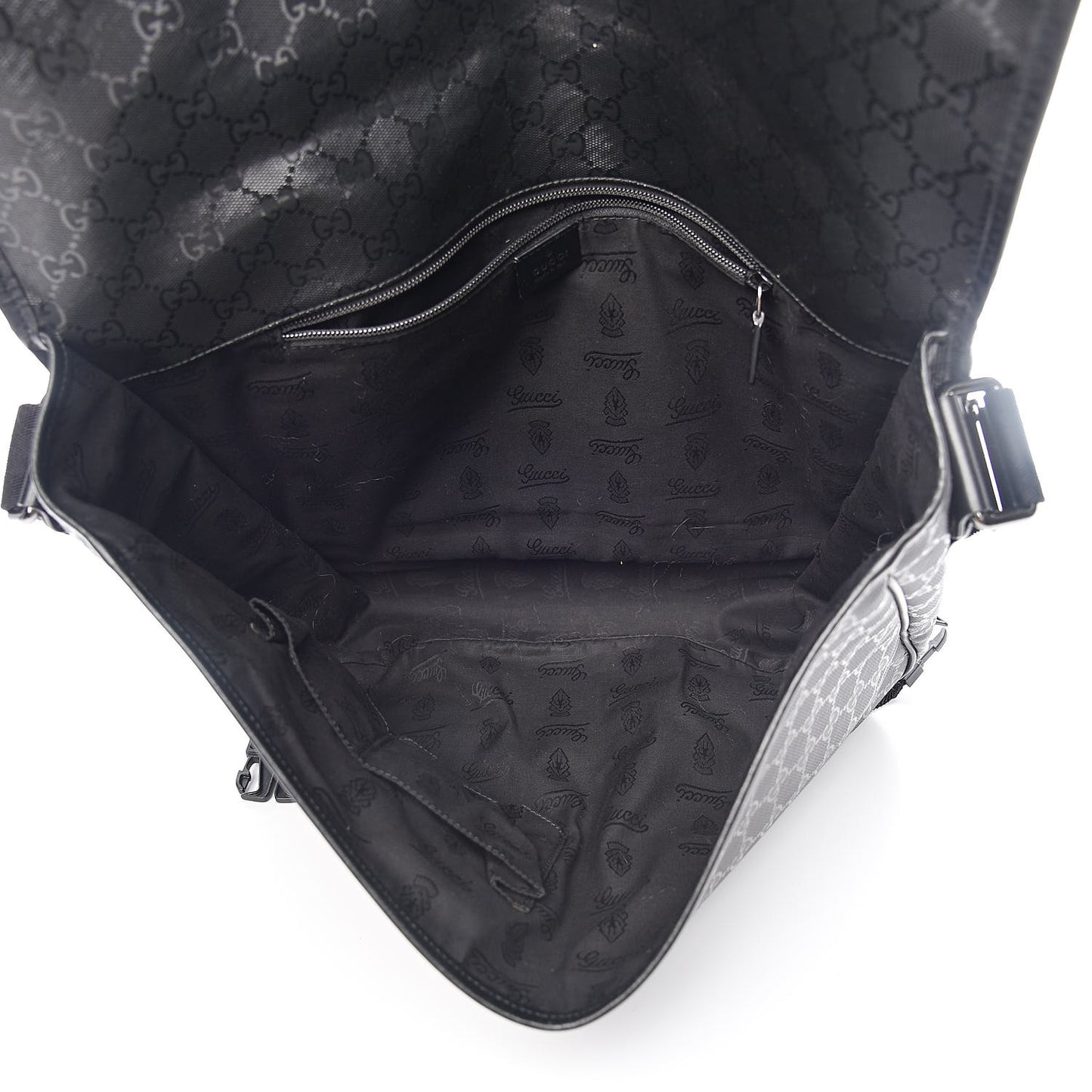 Imprime Monogram Large Double Buckle Flap Messenger Bag Black