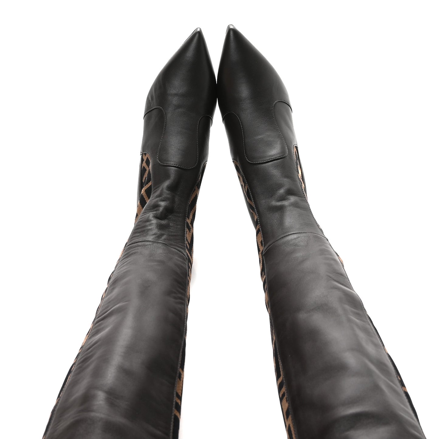 Nappa Microfiber Fabric FF Rockoko Thigh High Boots 37 Ebano Tobacco Black