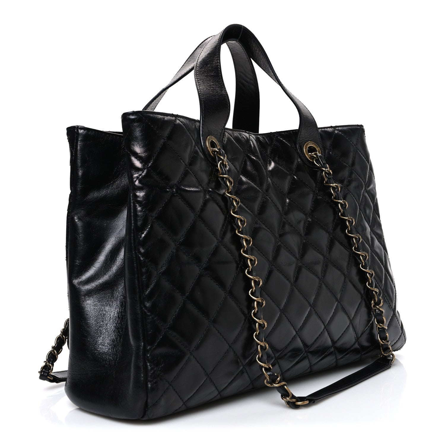 Chanel Snakeskin Glazed Calfskin Quilted Urban Mix Tote Black 3 of 10