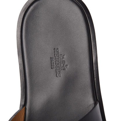 Hermes Calfskin Della Cavalleria Print Mens Izmir Sandals 43.5 Black 7 of 7