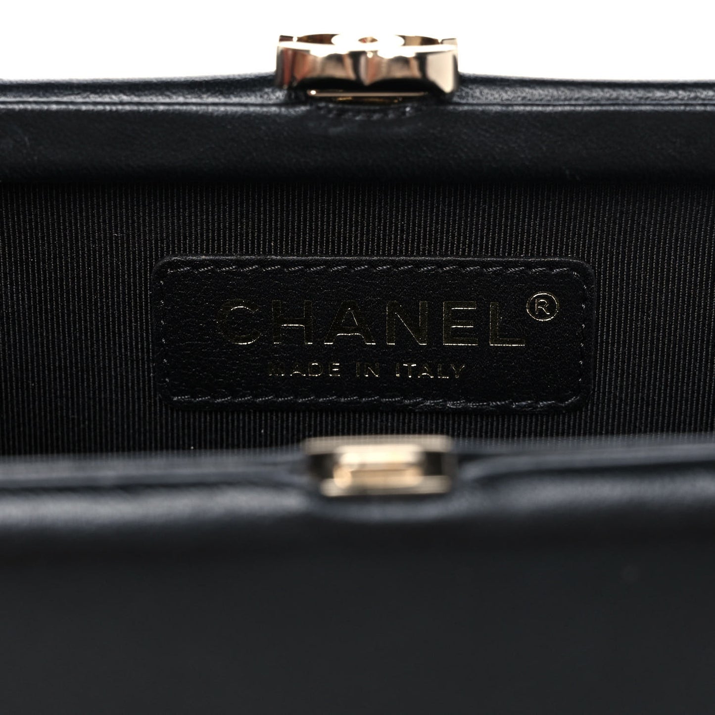 Lambskin CC Wristlet Clutch Black White