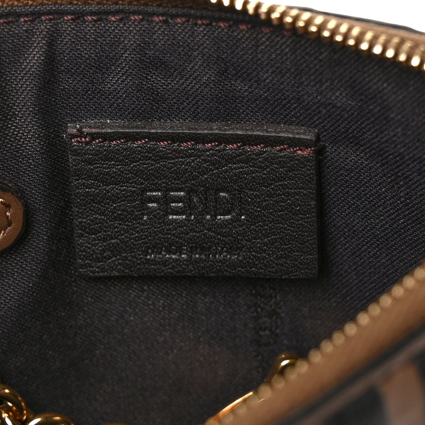 Vitello Soft F is Fendi Bi-Color FF 1974 Embossed Key Case Pouch Maya Black