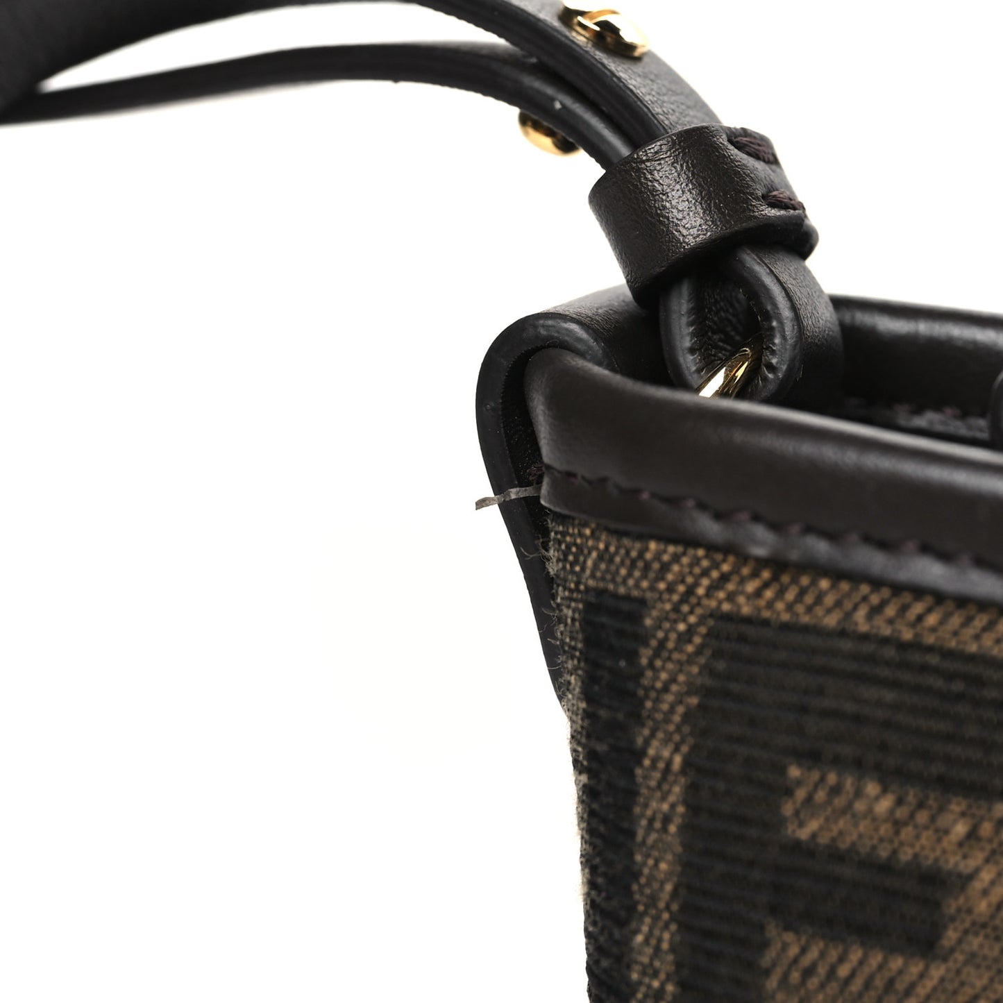 Fabric Jacquard Vitello Grace FF 1974 Mini Roll Tote Tobacco Moro Ebano