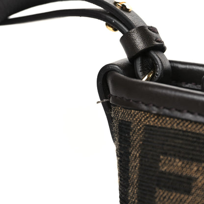 Fendi Fabric Jacquard Vitello Grace FF 1974 Mini Roll Tote Tobacco Moro Ebano 11 of 11