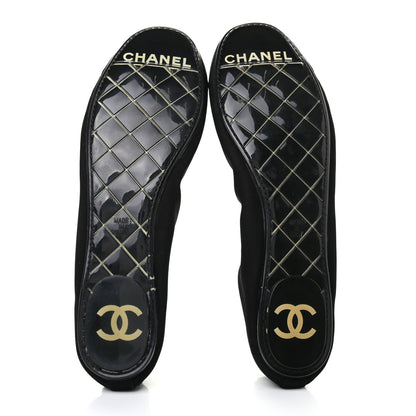 Chanel Nubuck Suede CC Elastic Cap Toe Ballerina Flats 39.5 Black 5 of 8