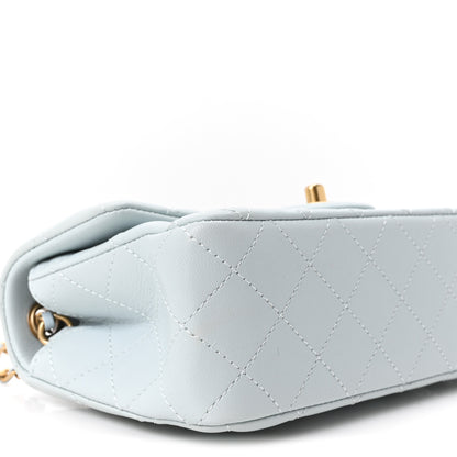 Chanel Lambskin Quilted Mini Rectangular Pearl Crush Flap Light Blue 9 of 11