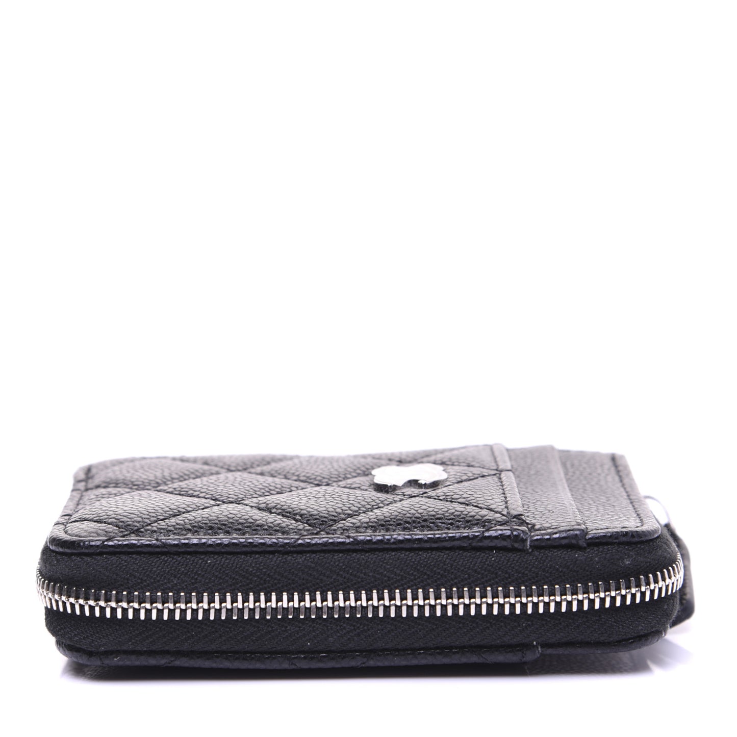 Caviar Quilted Zip Card Holder Black