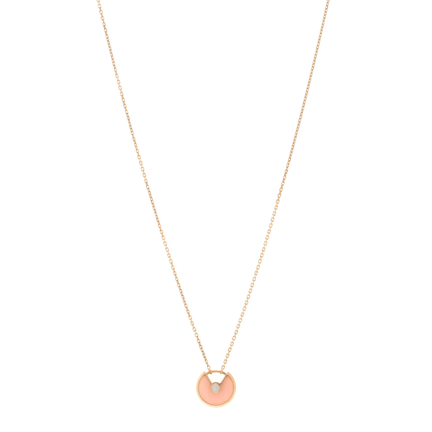 18K Pink Gold Diamond Pink Opal XS Amulette de Cartier Pendant Necklace