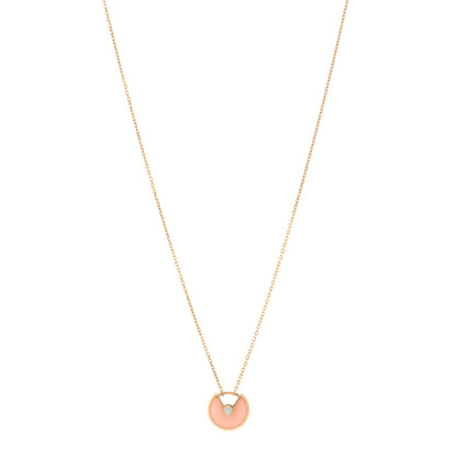 Cartier 18K Pink Gold Diamond Pink Opal XS Amulette de Cartier Pendant Necklace 1 of 4