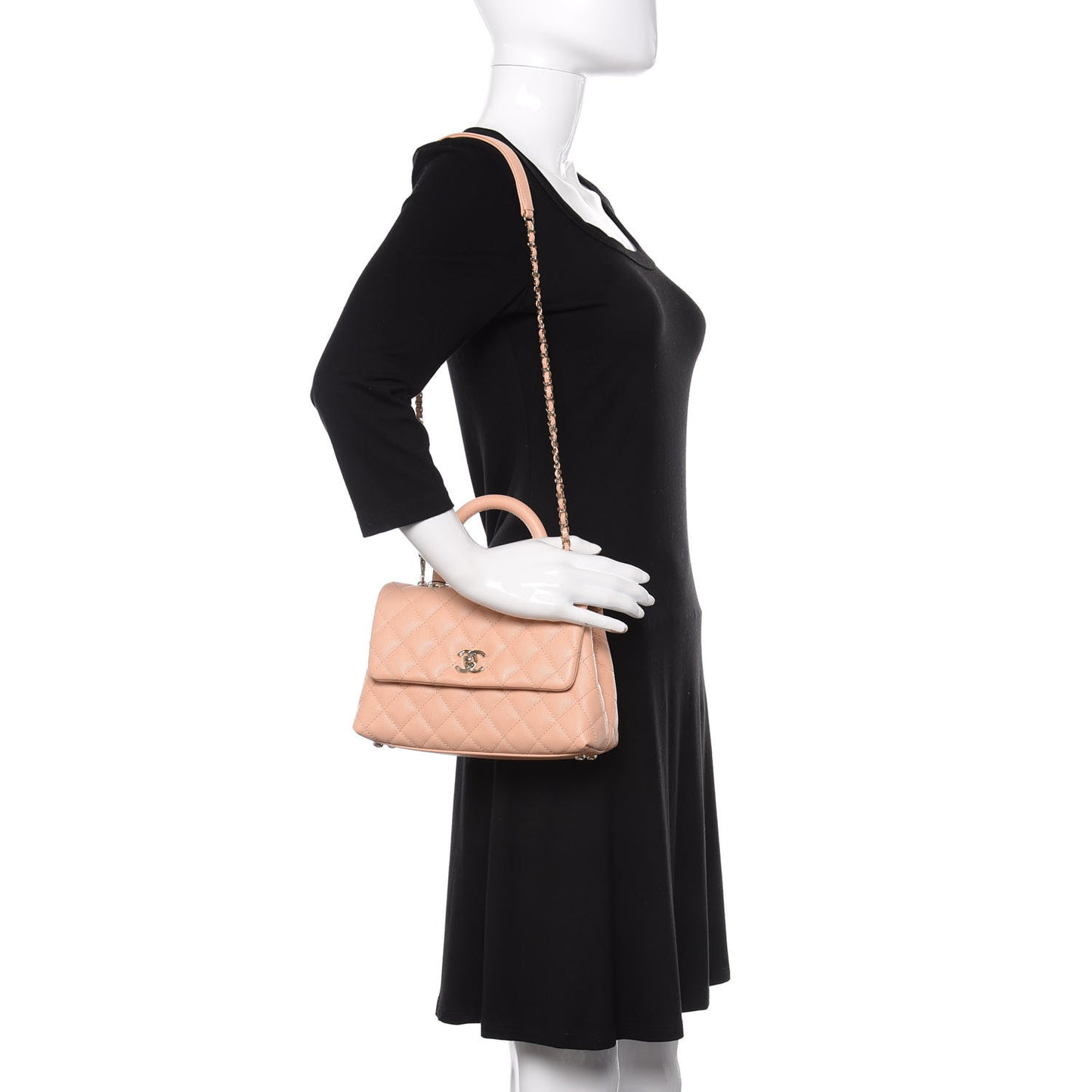 Caviar Quilted Mini Coco Handle Flap Light Pink